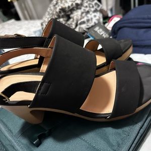 Black. Old navy. Size 8. Black Suede. Adjustable ankle strap.